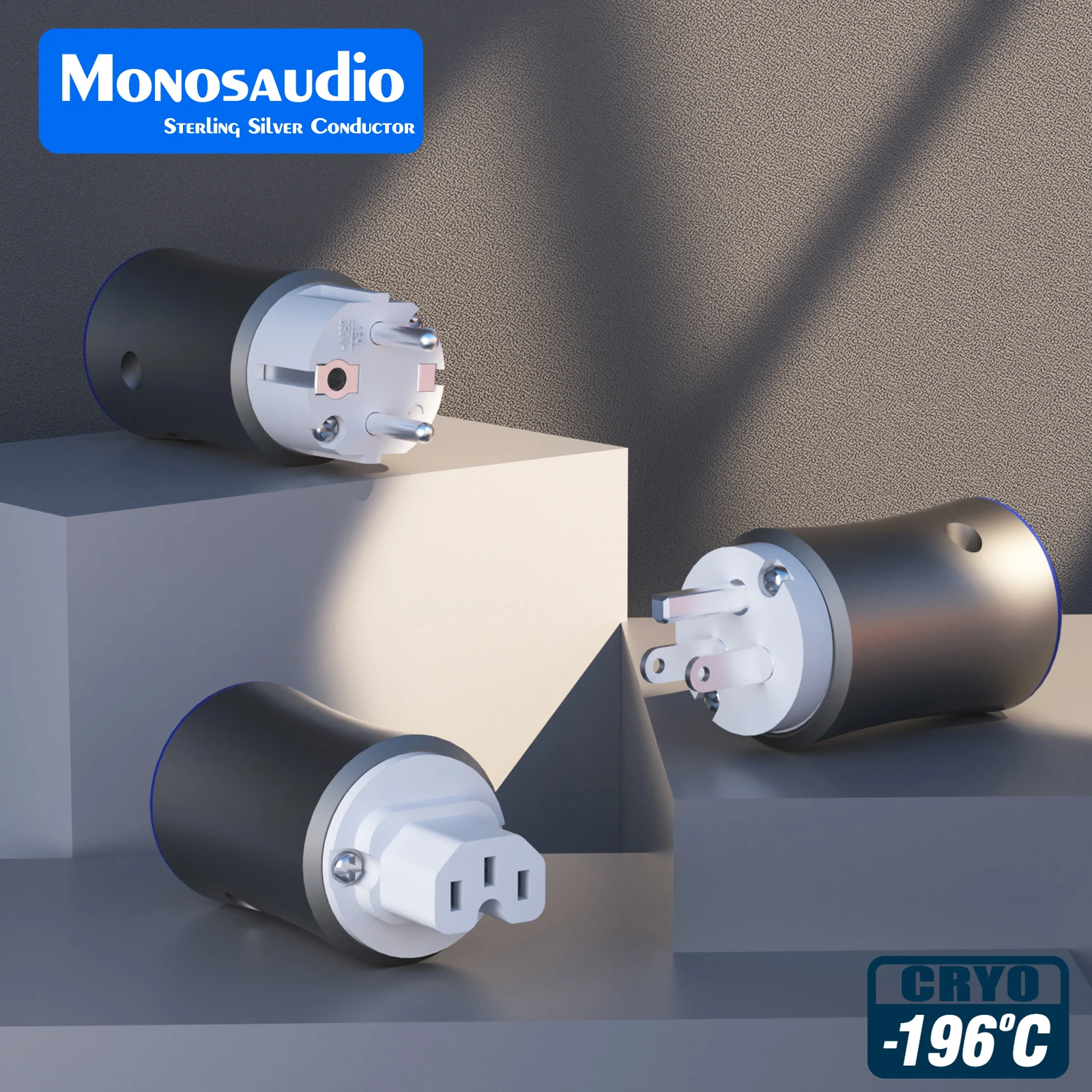 Monosaudio CRYO -196°C Pure Silver EU/US Power Plug Hi-End Schuko Power plug High purity Solid silver Power connector