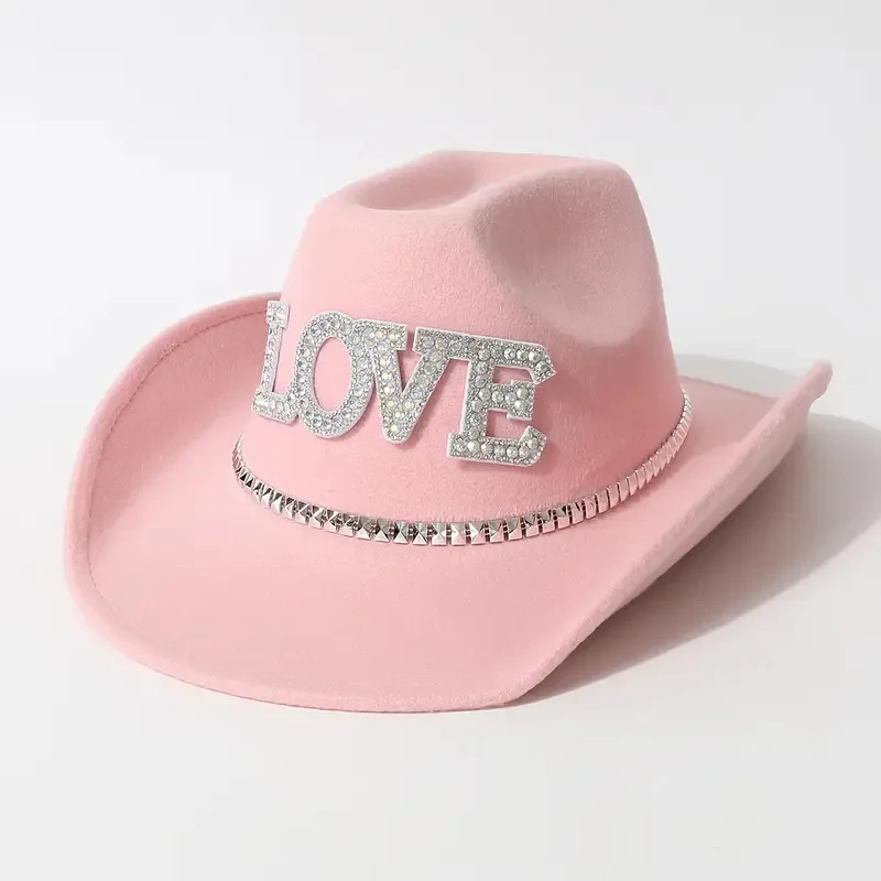 

HongLuan Vintage Sweet Fedora Розовая/Черная ковбойская шляпа для женщин, фетровые цилиндры LOVE, ковбойские аксессуары и вечерние кепки для мужчин, оригинальные