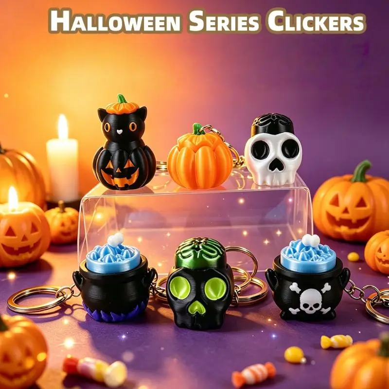 3D Printed Ghost Keychain Halloween Clicker Clicker Button Stress Relief Decompression Keycap Pendant Gift