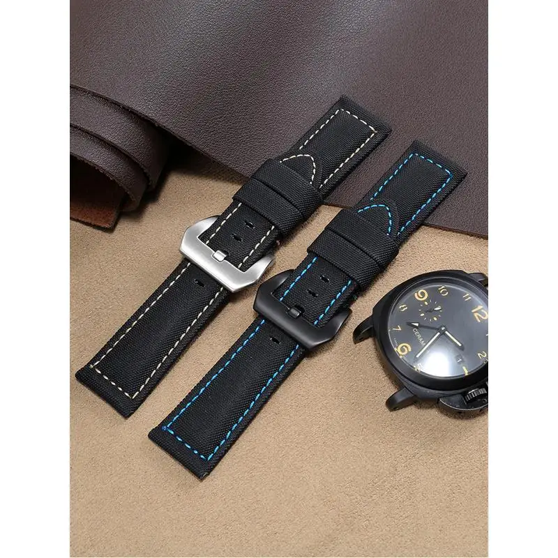 

Suitable for Panerai Pam441 1661 series nylon carbon fiber black waterproof canvas watch strap accessories