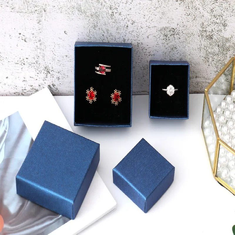 1 قطعة ورق أزرق ملكي هدية صندوق مجوهرات قلادة أساور القرط هدية صناديق التعبئة والتغليف حجم موتلي اليدوية صندوق مجوهرات لتقوم بها بنفسك هدية