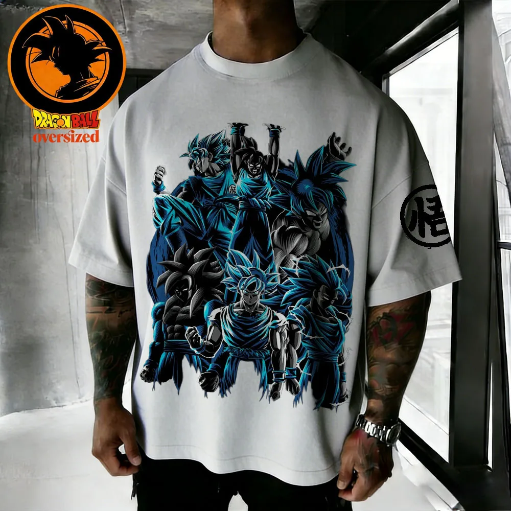 

2026 Summer Dragon Ball Super Saiyan Retro High-quality Cotton Men's Oversized T-shirt Family Unisex Children's Casual Shirt