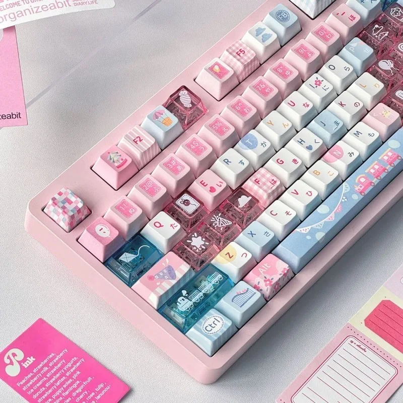 

Garden Party Theme Keycaps Set Customized PBT Sublimation Cherry Profile Keyboard Cap Cute Hand Drawn for Keyboard Accessories