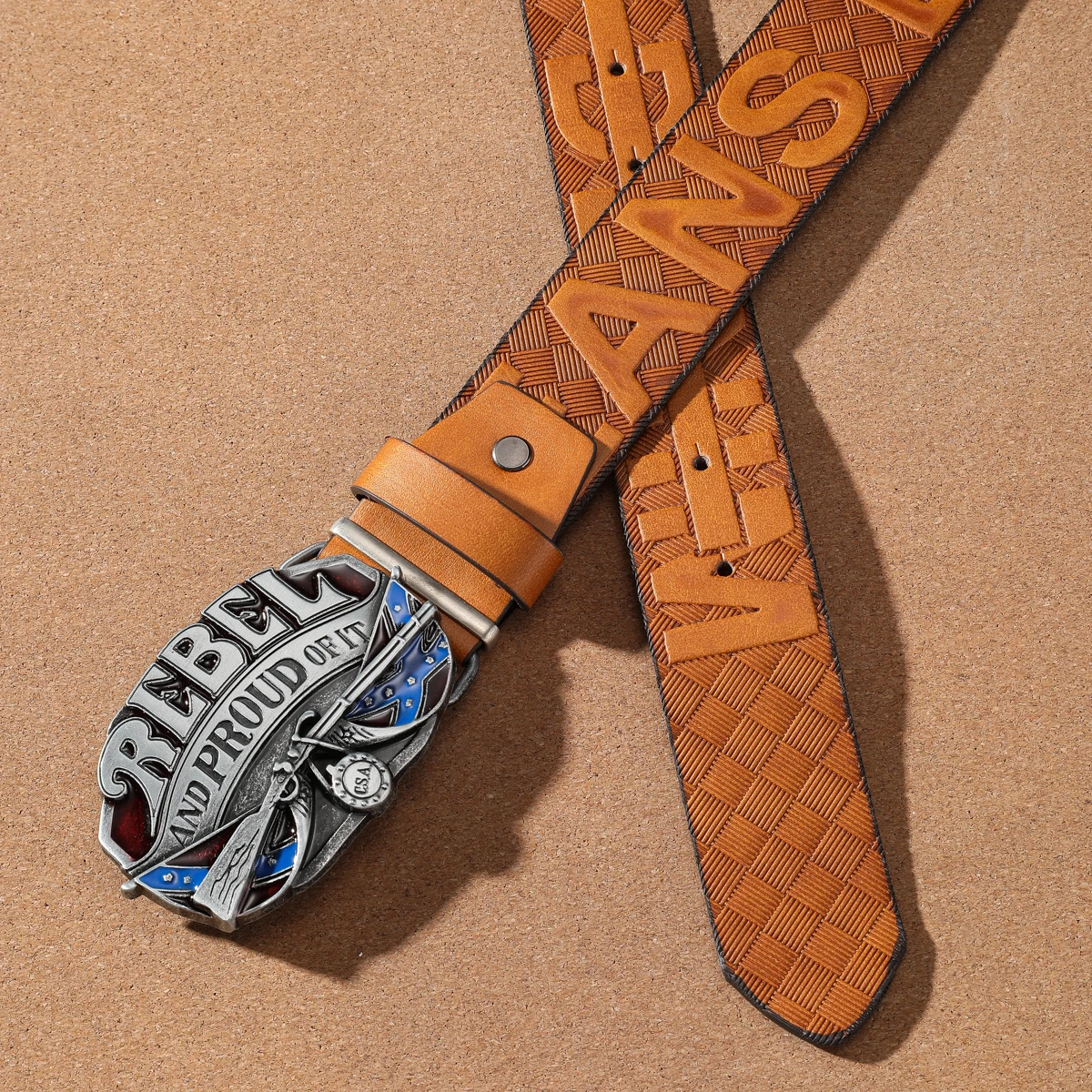 Ein lässiger, individueller und Retro-Gürtel, Kleidungsaccessoire im Western-Stil, Metallschnalle, PU-Gürtel, geeignet für Männer und Frauen. – Detail 6