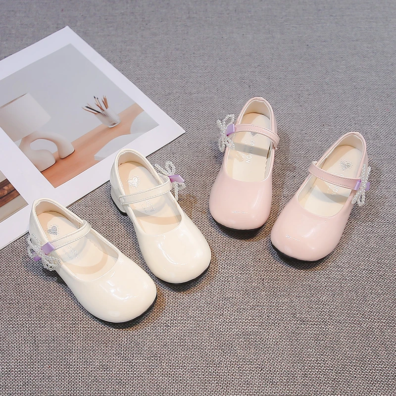 Girls Dance Shoes Glossy Pu Leather for Kids Children Fashion Shoes Party Wedding 2026 New Kids Princess Shoes Non-slip
