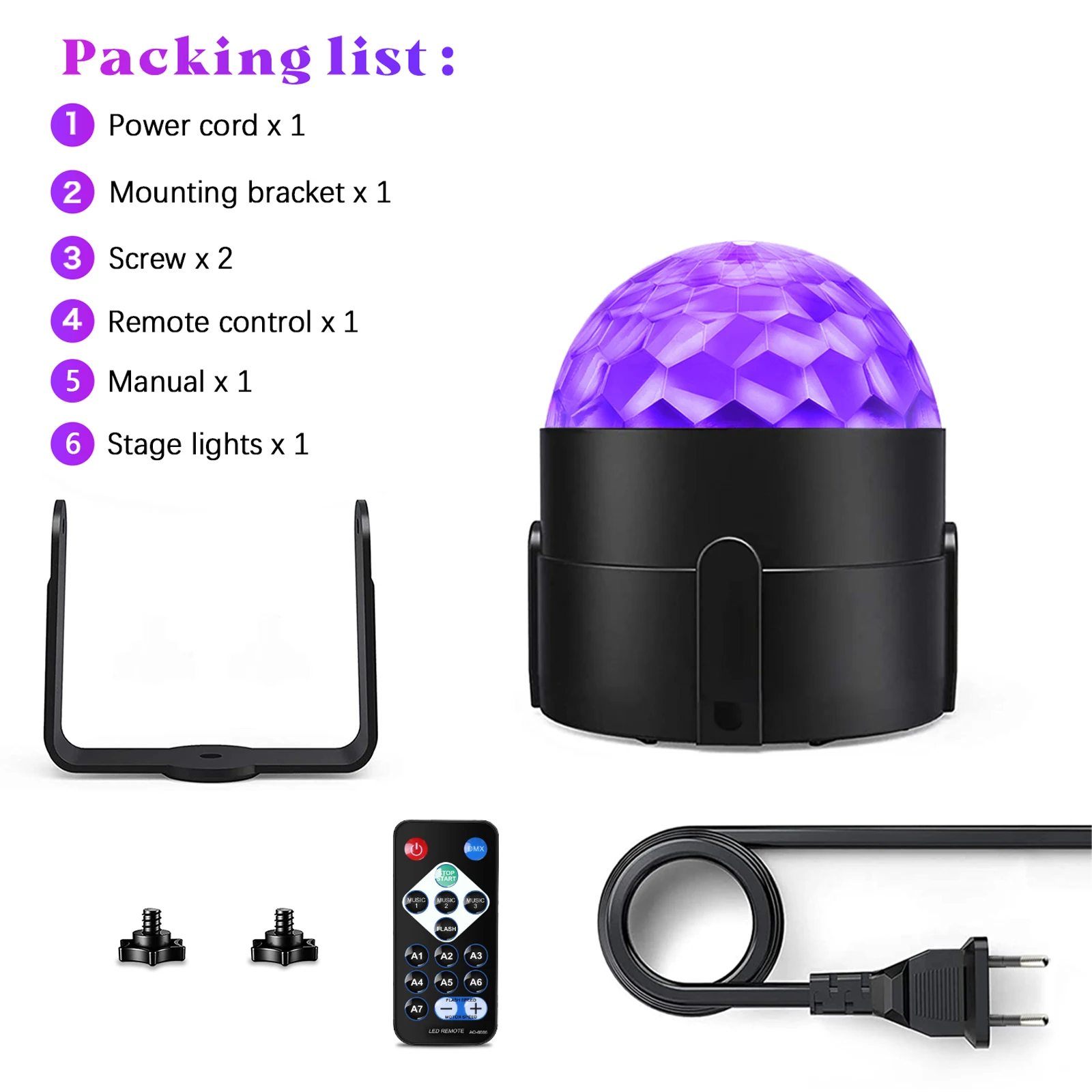 U'King 8PCS UV LED Bühne Disco Licht Rotierenden DJ Ball Strobe Fernbedienung Sound Control Magic Ball Licht Party Club wirkung Bühne Licht – Detail 5