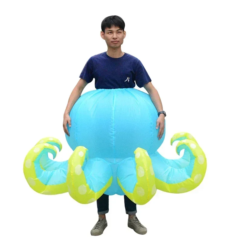 Traje inflable de pulpo para hombre y mujer, accesorios de actuación, traje de soplado de aire de tiburón, mascota de Halloween, ropa de fiesta de escenario