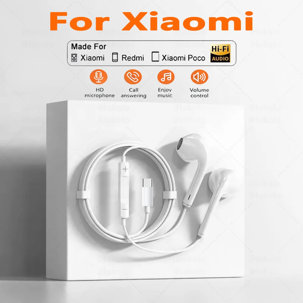 

Type C 3.5mm Wired Earphones For Redmi Note Xiaomi 17 15 14 13 12 11 Pro Headphones in-ear Headset Samsung Huawei Phone Tablet