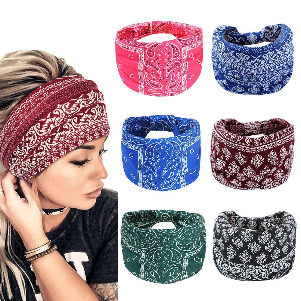 

Women's Workout Headbands Non Slip Sweatbands Yoga Running Sports Hairbands Travel Fitness Athletic Elastic Bohemia Hair Bands