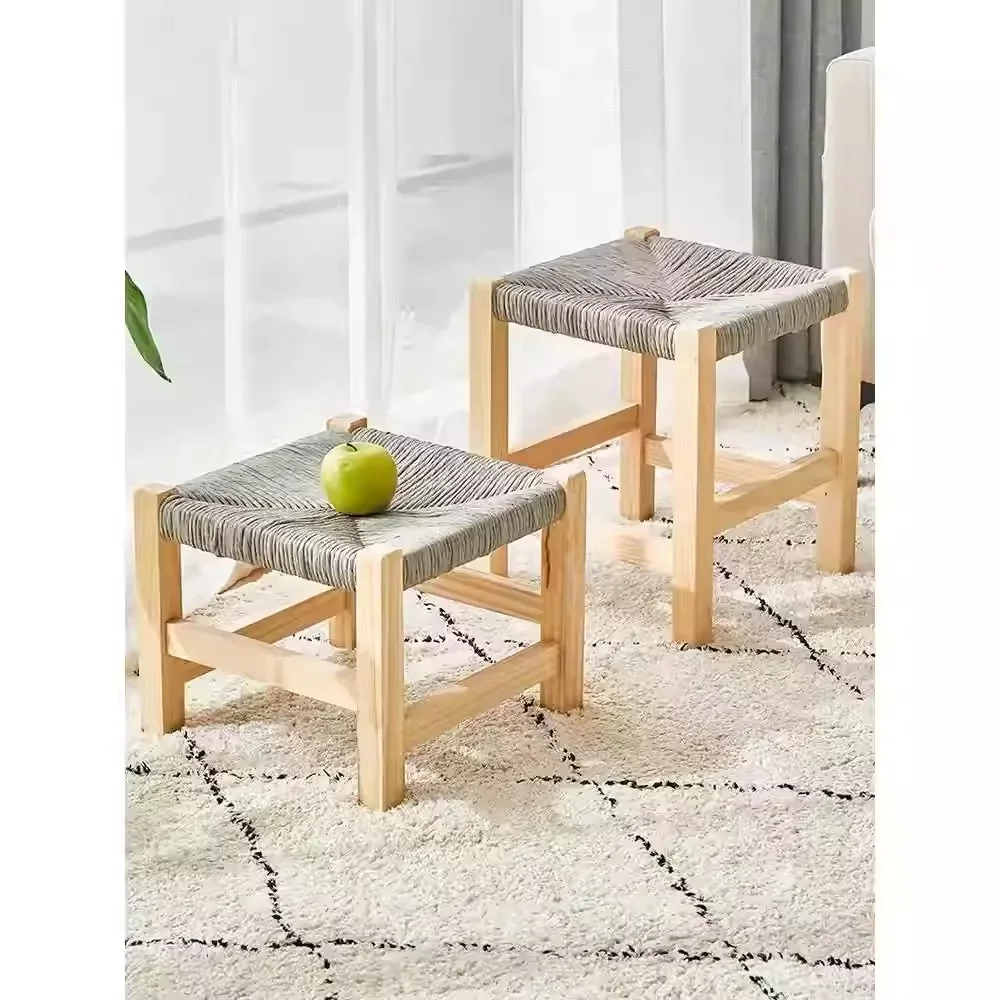 

home furniture wholesale rustic farmhouse small low wood weaving footstool stoolStool Chair Home Furniture Seat Puffs Ottoman