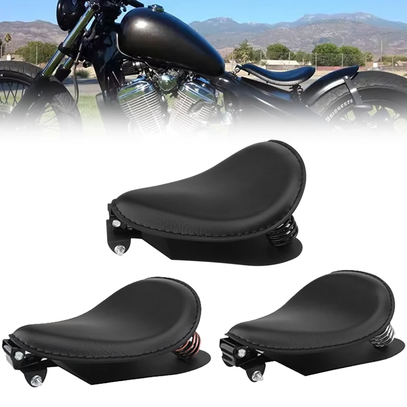

Universal Motorcycle Flame PU Leather Driver Solo Seat+3" Spring Bracket For Harley Sportster Bobber Chopper 883 XL883L XLH1200