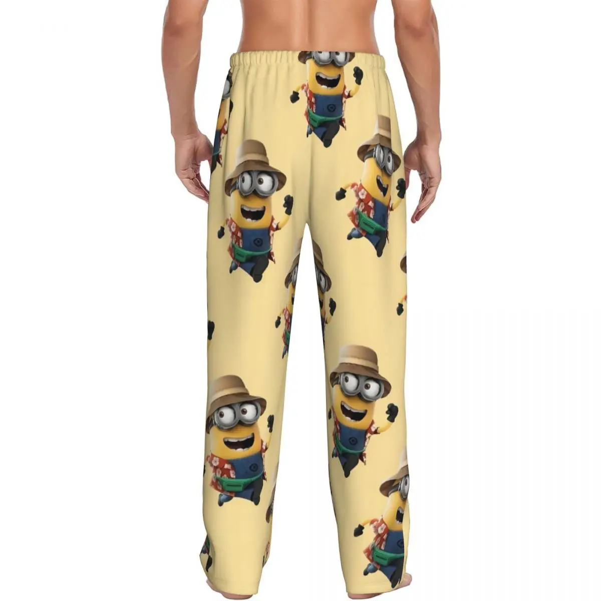 Custom M-Minions Pajama Pants Sleepwear Men's Elastic Waistband Yellow Capsule-Shaped Sleep Lounge Bottoms with Pockets