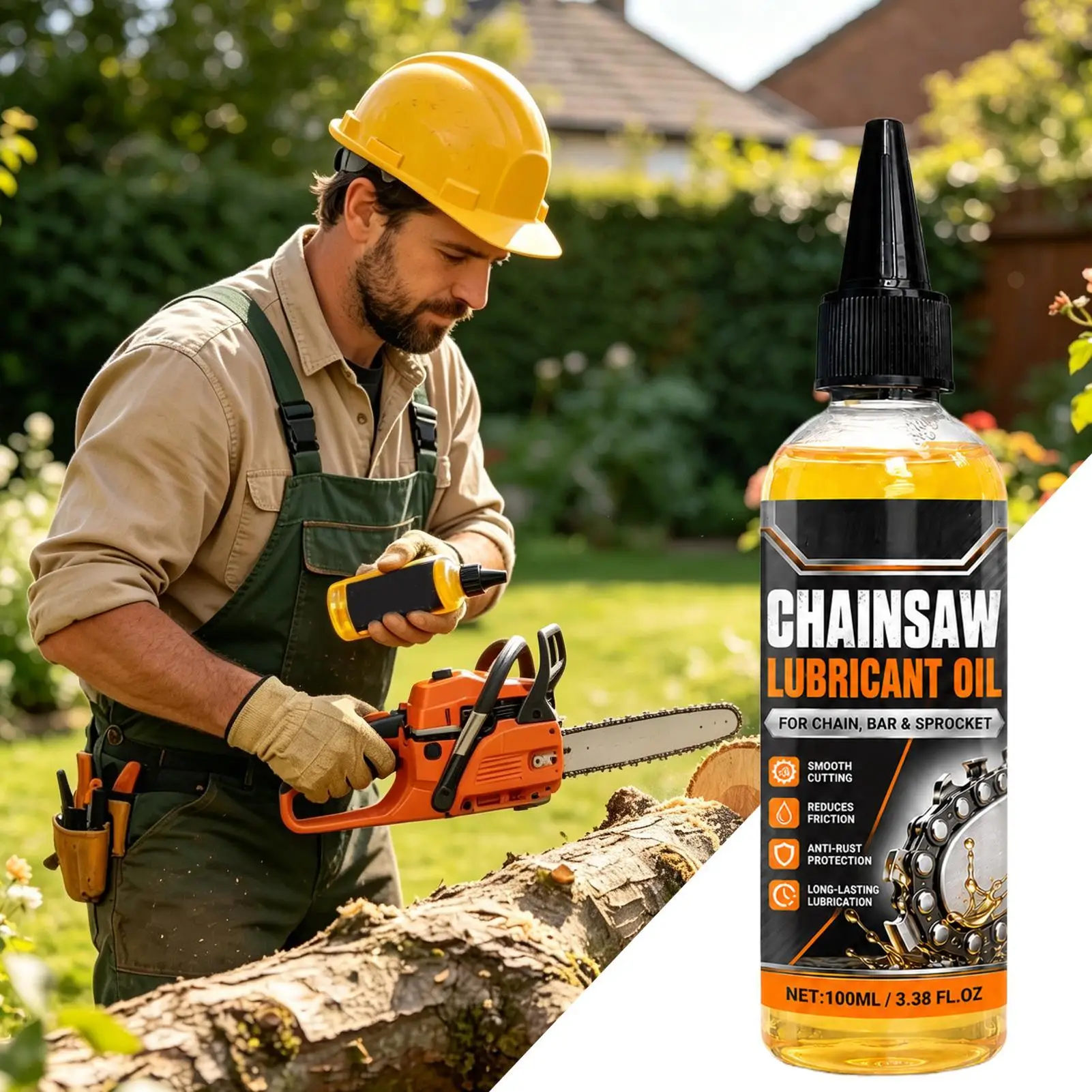 100ml Chain Saw Oil Lubricant Anti-Rust Anti-Wear Bar & Chain Oil High-Performance Lubricant for Gas & Electric Chainsaws