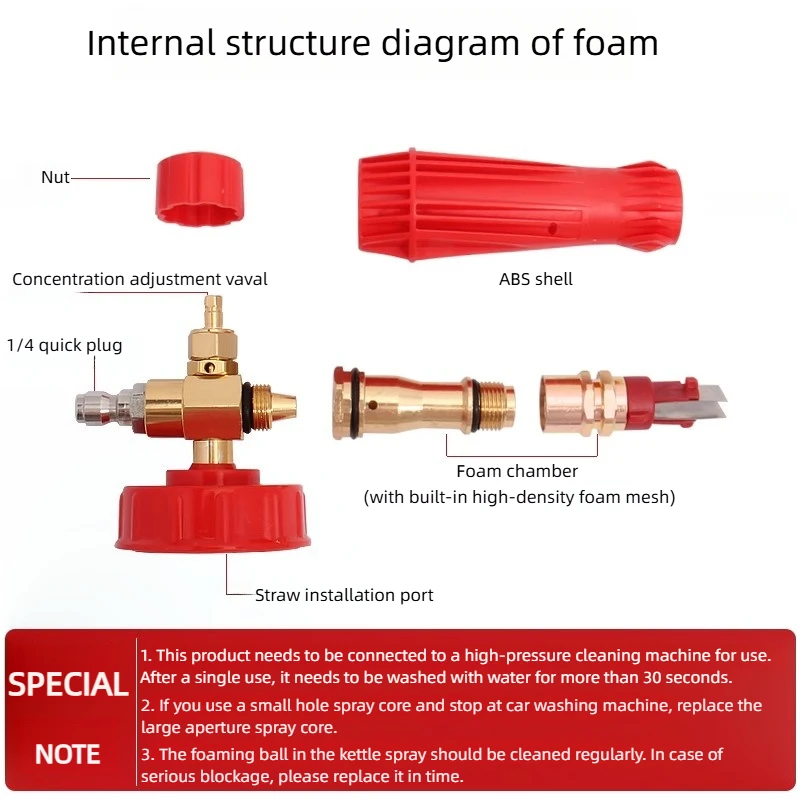 Pressure foam Cannon with Stainless Steel 1/4 Quick Connector Adjustable Snow Foam Lance for 800-5000 PSI Pressure Washers