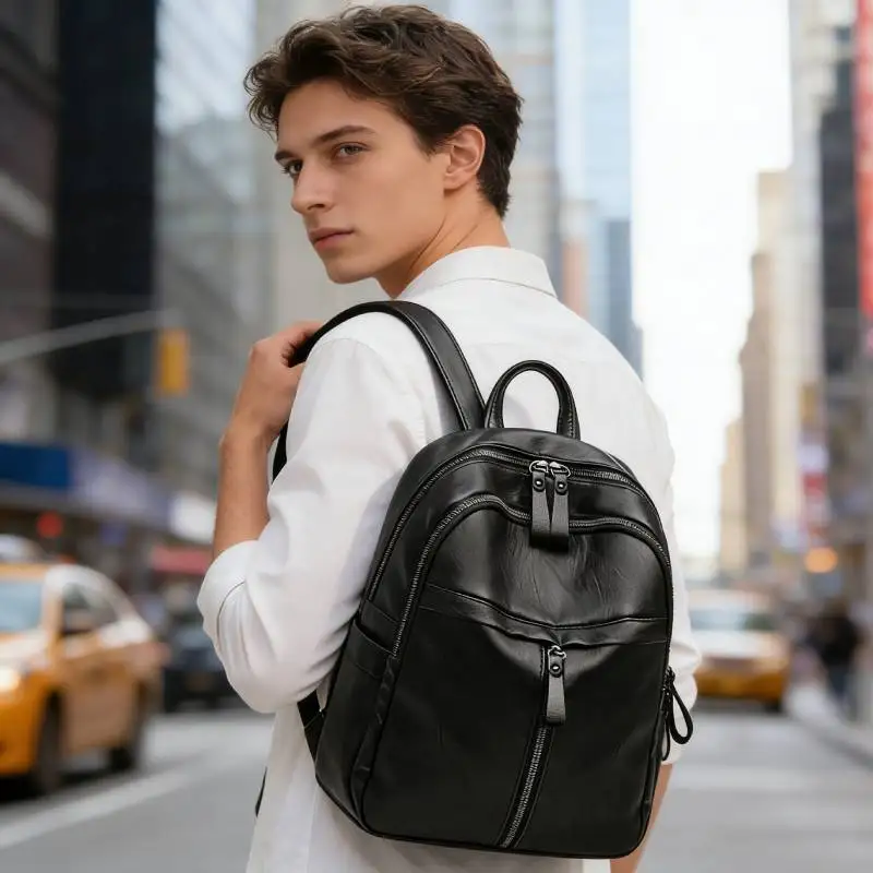 

Женский повседневный рюкзак, большая вместимость, студенческие школьные ранцы, однотонные рюкзаки, дорожные рюкзаки, водонепроницаемая сумка для книг из искусственной кожи