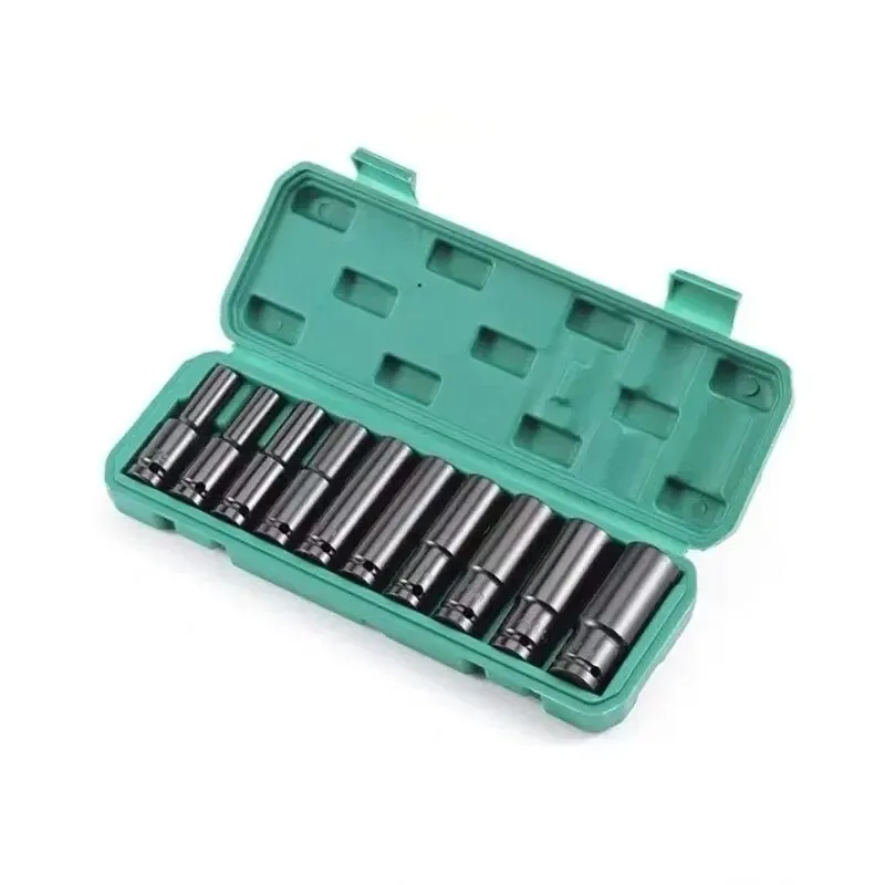 

10pcs Impact Socket Set 1/2” Drive Hex Spanner Deep Sockets 10-24mm Pneumatic Wrench Head Tire Removal Tools Maintenance Tool