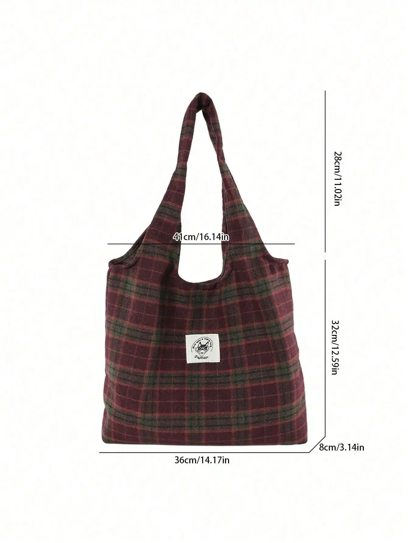 Lässige Retro-Karierte Tragetasche Große Kapazität Tragbare Tasche Weiche und Langlebige Canvas-Schultertasche Geeignet für Tägliches Pendeln – Detail 8
