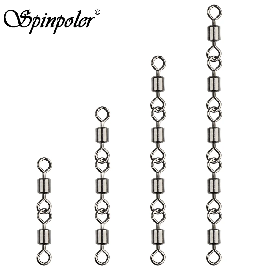 Spinpoler 20pcs Joint Ball Bearing Swivel 2 3 4 5 Jointed Fishing Connector High-Strength Steel Linked Tackle For Lure Fishhook