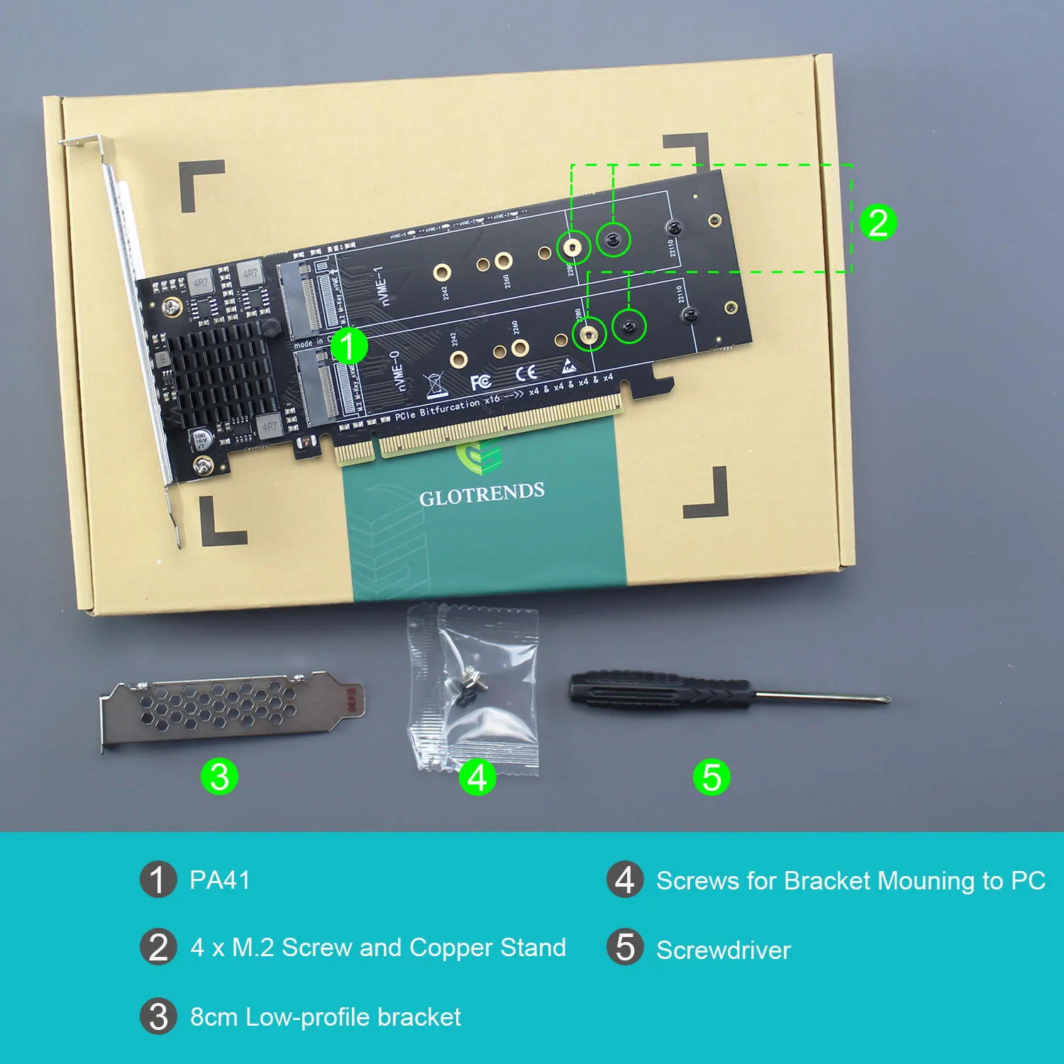 Imagem -06 - Cartão Adaptador Quad Slot com Chip Asm 1184e M.2 Nvme Pcie 4.0 X16 Placa-mãe Funciona Apenas com Função Divisor Pcie