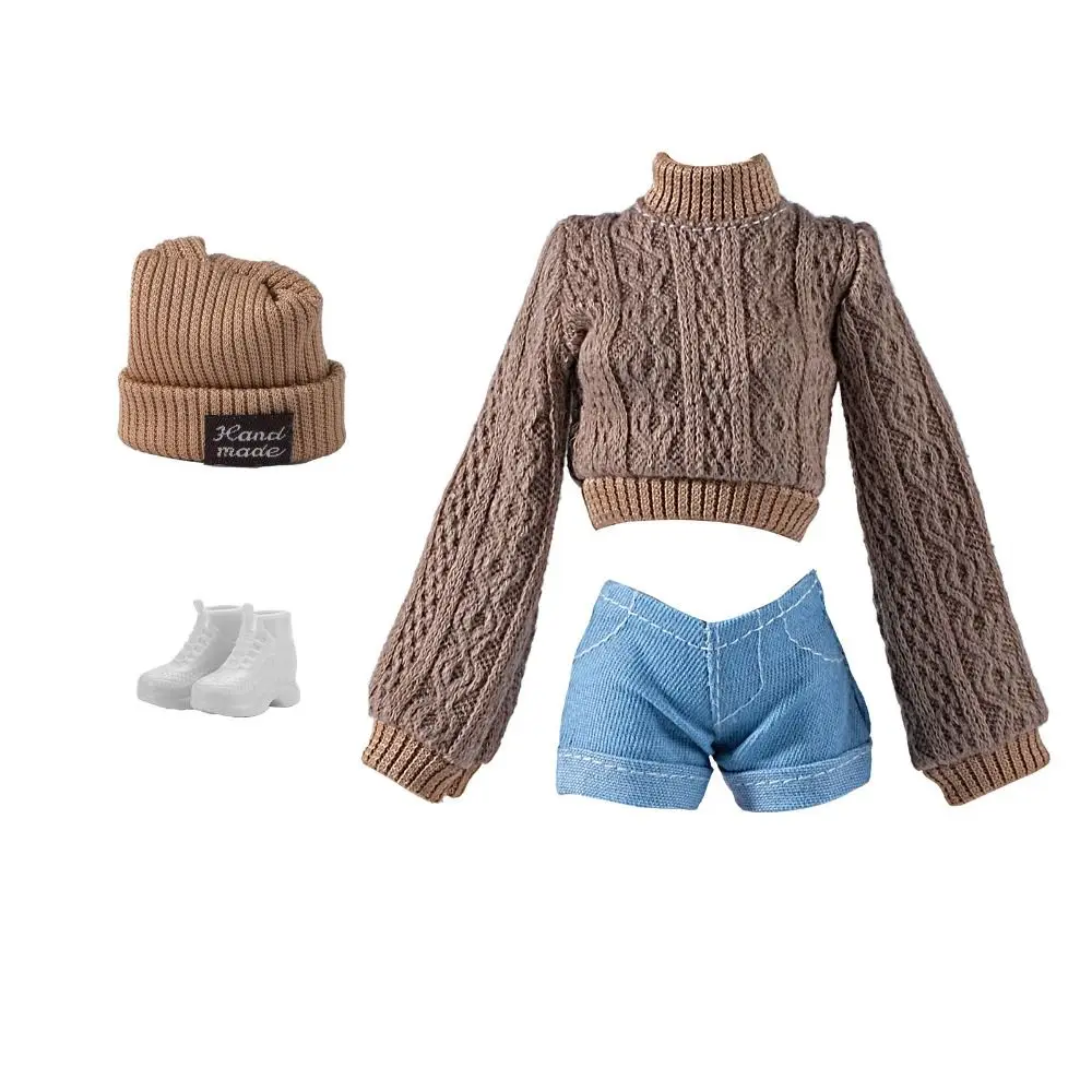 موضة دمية معطف الصوف مع أحذية قبعة دمية صغيرة محبوك البلوزات السراويل DIY بها بنفسك اكسسوارات لدمى 1/6 BJD 28 ~ 30 سنتيمتر