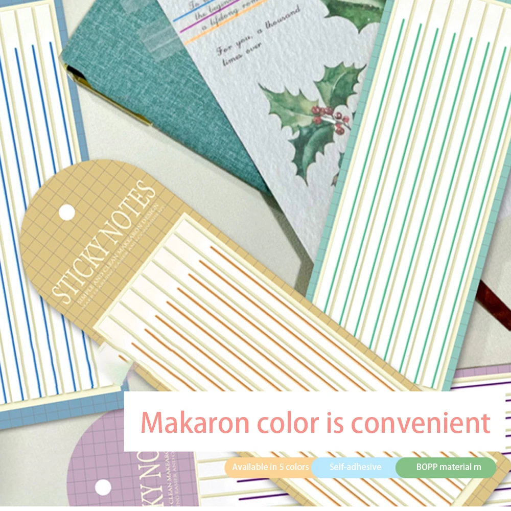 Transparente Horizontal Sticky Tabs, Morandi Neon Limpar Sticky Notes, Escritório Estético e Material Escolar, Long Fine, 1 Pc, 2 Pcs, 3Pcs