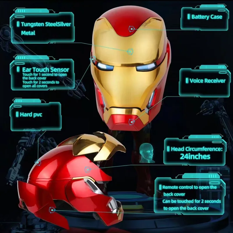 새로운 Rc Marvel Iron Man Mk50 웨어러블 헬멧 음성 활성화 변형 피규어 애니메이션 파생 상품 모델 장난감 선물