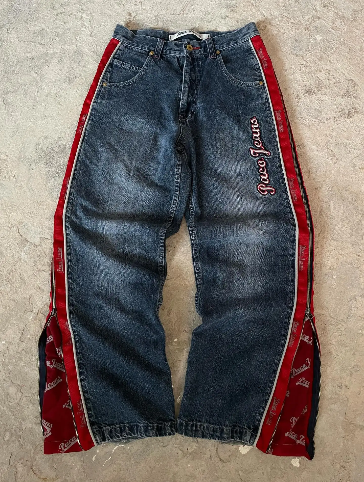 Y2K High Street Red Letter Embroidered Baggy Jeans Women Gothic American New Straight Pants Fashion Street Retro Wide-leg Pants