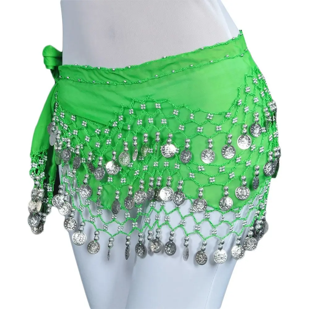 Women Sexy Belly Dance Hip Scarf Wrap Belt Dancer Skirt Female Show Costumes Sequins Tassels Thailand/India/Arab Dancer Skirt