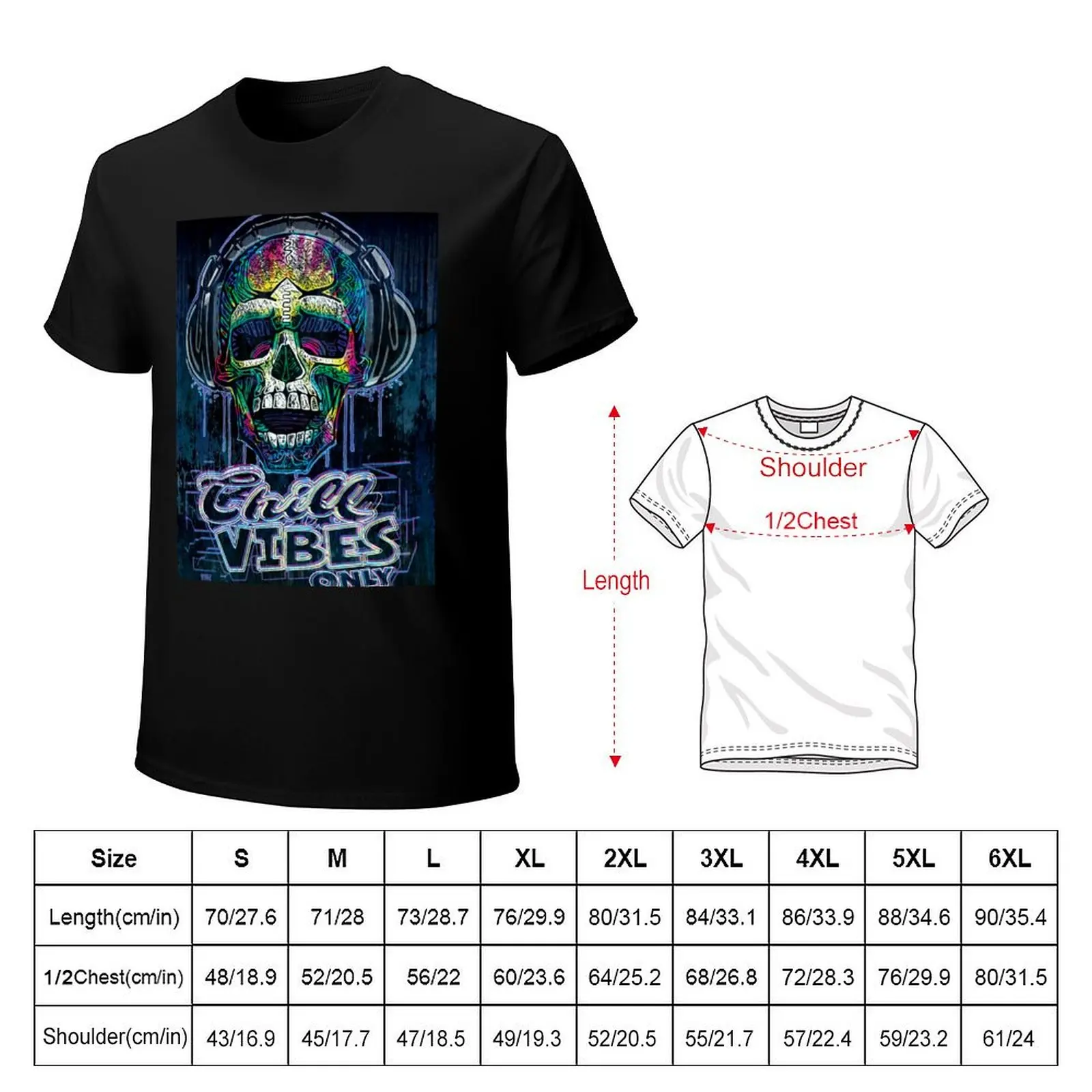 Chill Vibes Only Dripping Skull T-shirt oversized quick drying t shirt for men