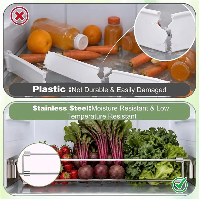 Stainless Steel Tension Rods 12.4-22.6In Adjustable 4 RV For Refrigerator Extendable Fridge Bars For Kitchen