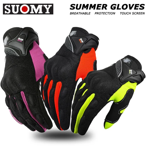 Guantes de moto Suomy de verano, guantes de motociclista rosa y morado, guantes de ciclismo para hombre, guantes transpirables con pantalla táctil para bicicleta Enduro para mujer