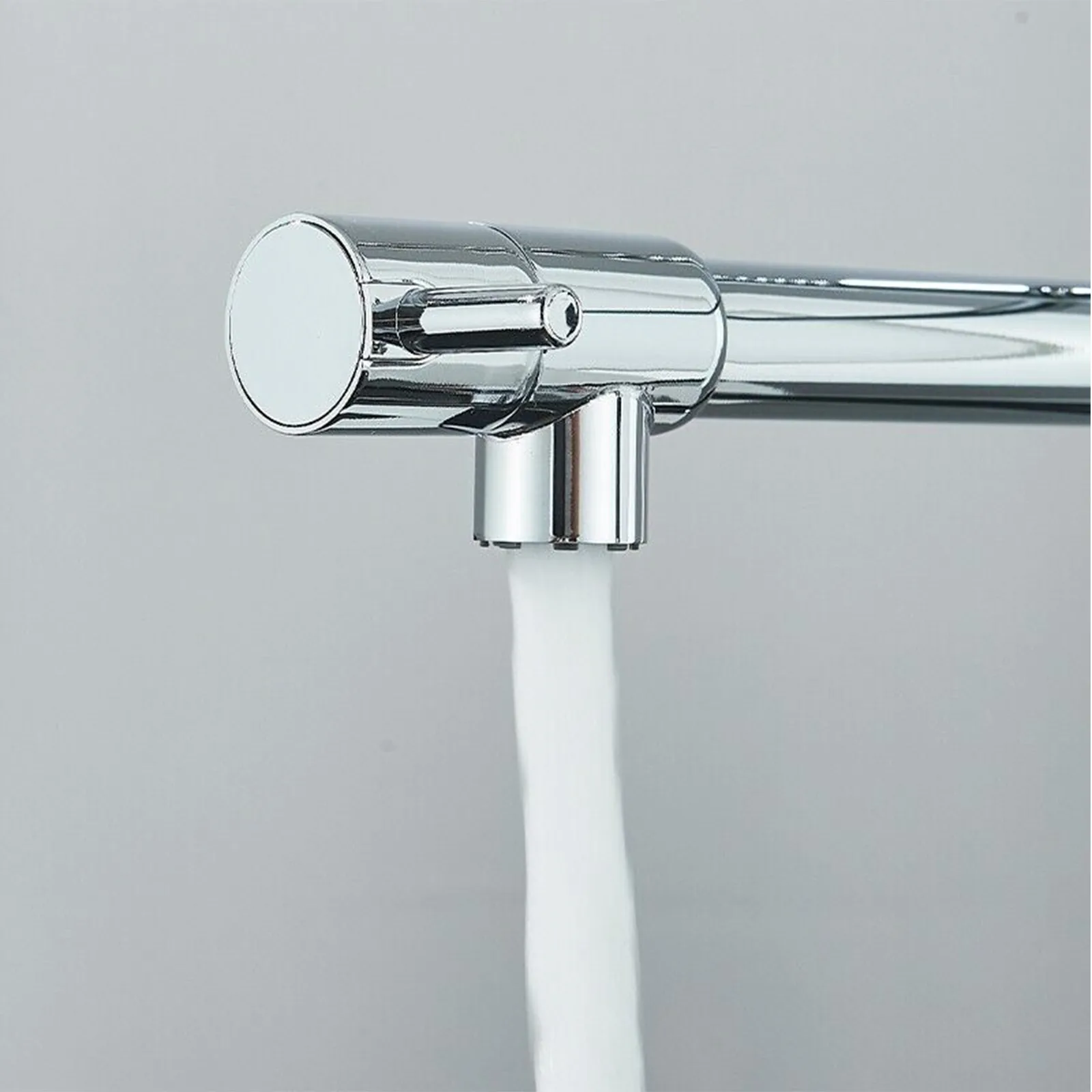 Kitchen pull-out dual outlet faucet with hot and cold dual control, expandable 3/8 interface, brushed stainless steel