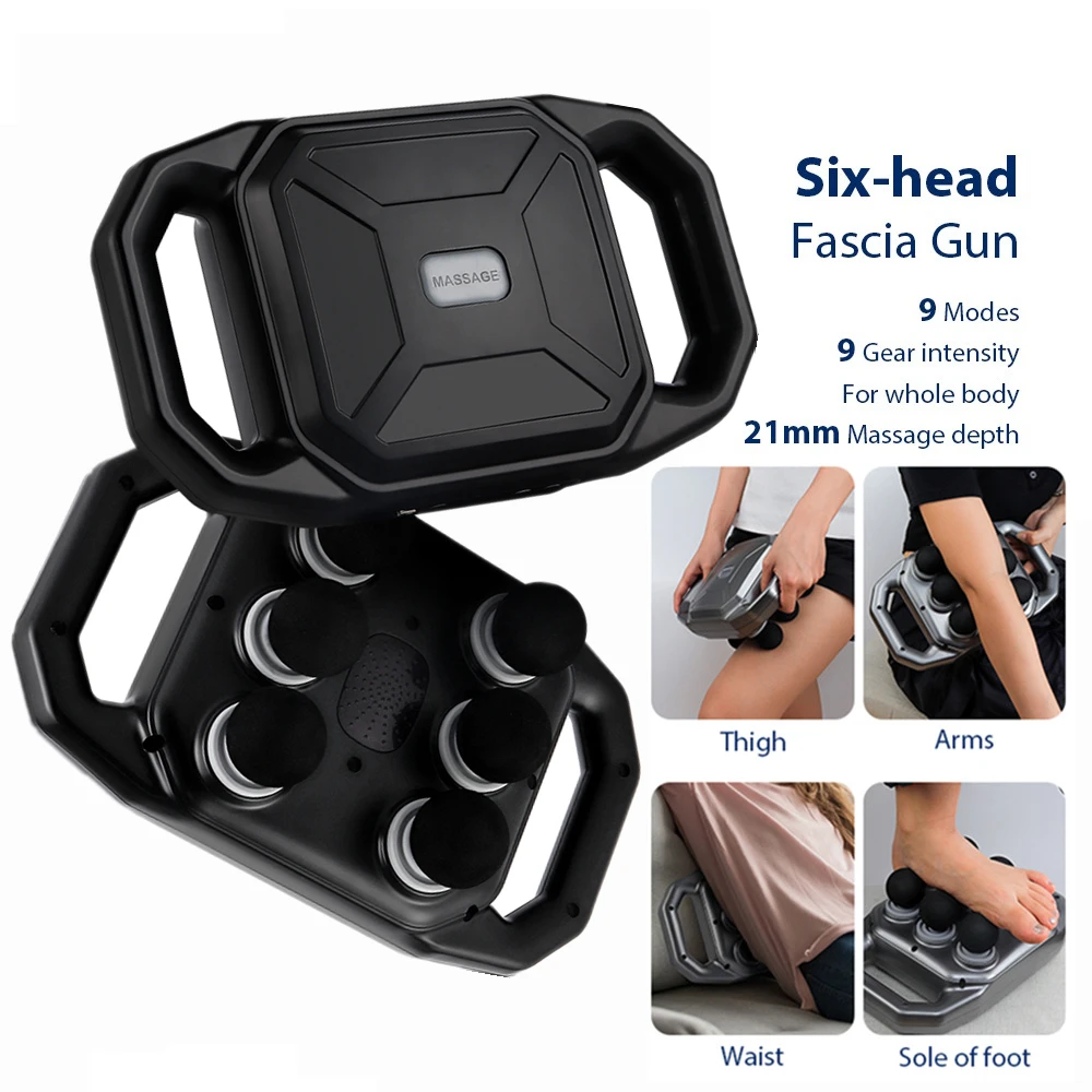 

Беспроводной массажер для талии и спины, 6-головый пистолет для расслабления тела, высокочастотный вибрирующий массажер для плеч и икр