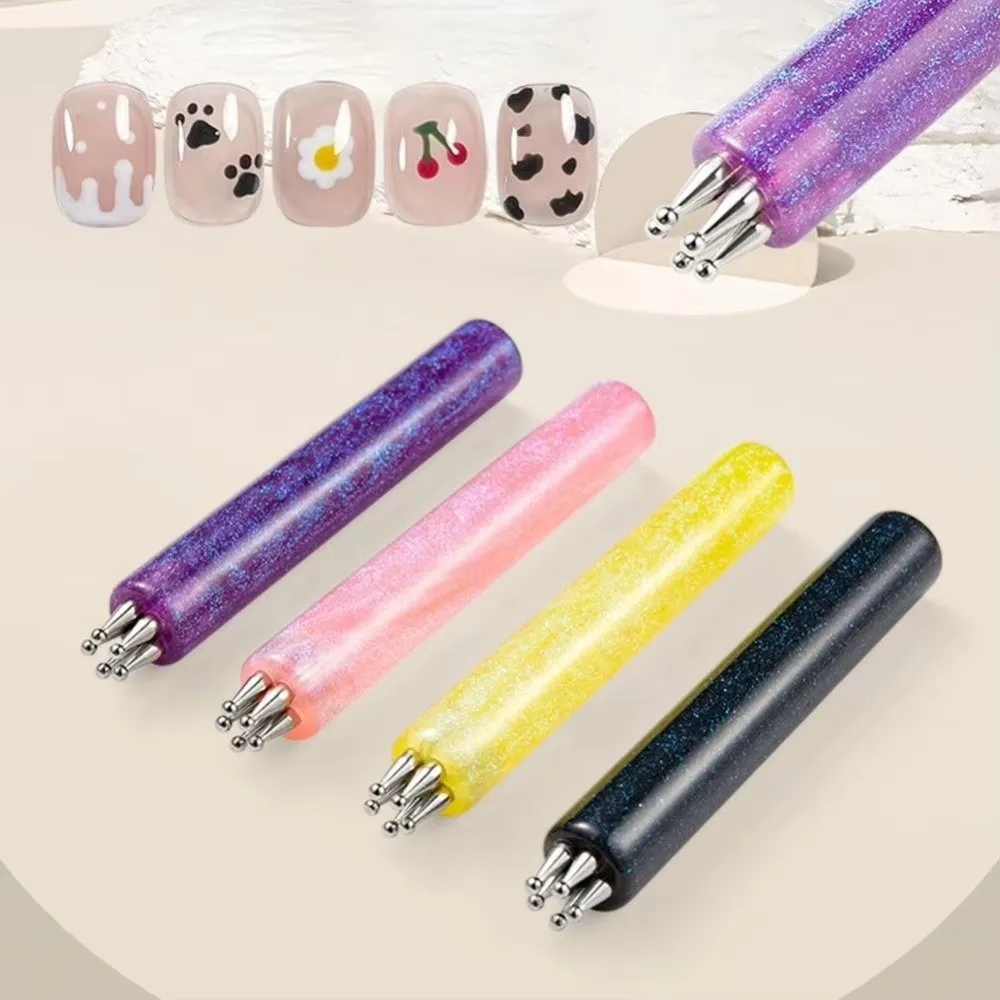 Multi-purpose Nail Art Dotting Pen 1.8mm Tip Flower Design Rhinestones Pen Glitter Handle 5 Petal Flower Pen DIY Nail Art
