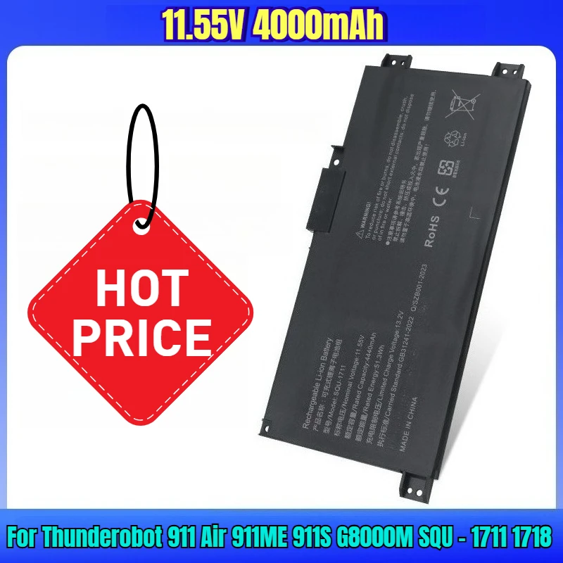 

11.55V 4000mAh Laptop Batteries for Thunderobot 911 Air 911ME 911S G8000M SQU - 1711 1718