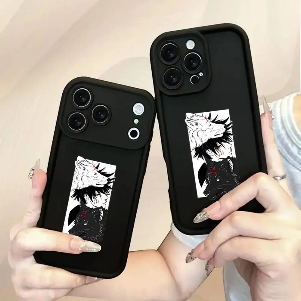 1 قطعة Jujutsu Kaisen الهزلي جراب هاتف بولي TPU لطيف العين سلم آيفون 17 16 15 14 13 الهواء برو ماكس 11 12 زائد غطاء سيليكون أسود #1