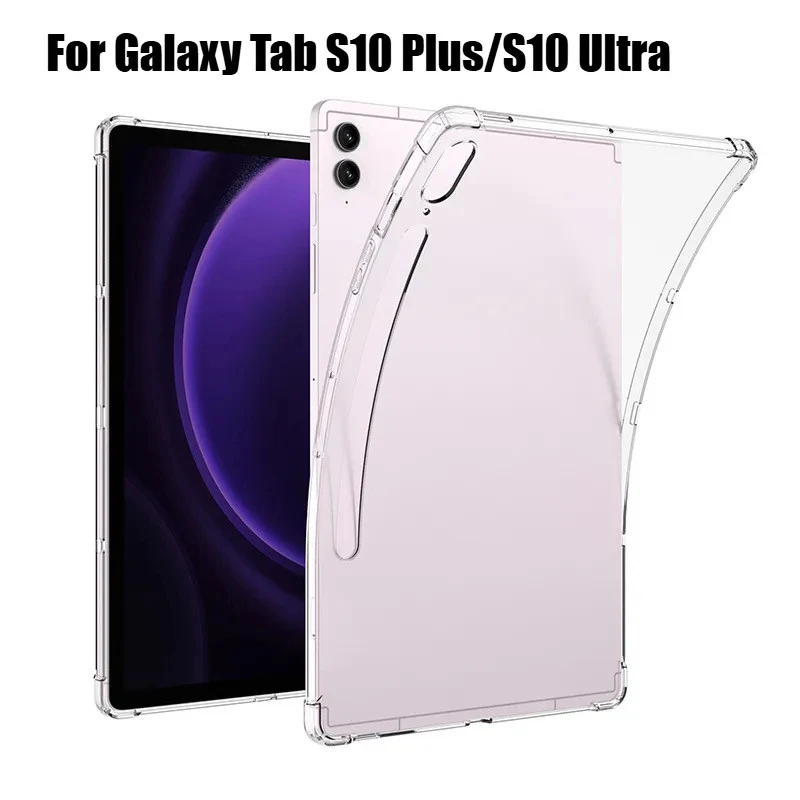 Tablet Cover For Samsung Galaxy Tab S10 Ultra SM-X920 X926B Tab S10+ 5G SM-X826B S10 Plus 12.4 Transparent Clear Soft TPU Case