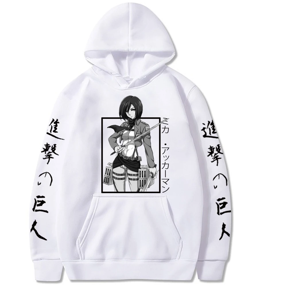 Attack on Titan Hoodies Anime Mikasa Ackerman Printed Sweatshirt Casual Cartoon Oversized Hoodies Clothes Harajuku