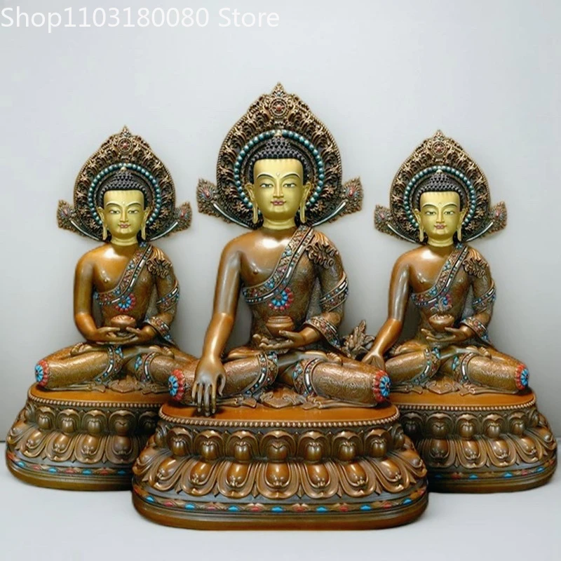 

55cm Antique Copper Bhaisajyaguru Medicine Buddha statue Sakyamuni Amitabha Buddha sculpture