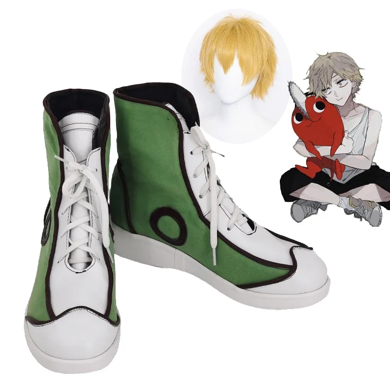 

Chainsaw Denji Anime Cosplay Shoes Boots Denji Cosplay Golden Wig Hair For Halloween Carnival Accessories