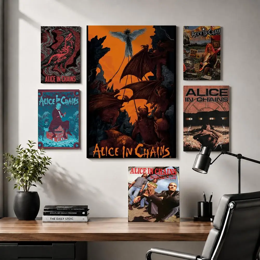 A-Alice In Chains Band Painting Calligraphy Modern Canvas Wall Art for Bedroom & Living Room | Home Decor Gift
