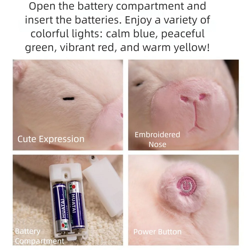 

Luminous Lighted Capybara Plush Toy Soft Light Fluffy Texture LED Capybara Stuffed Animal Skin-friendly Colorful Light