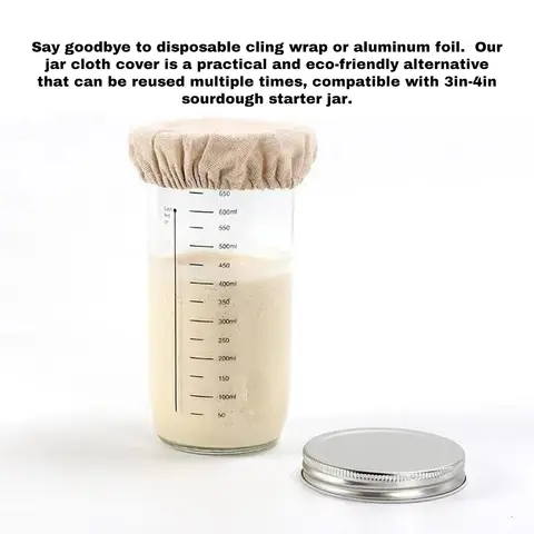 घर के रसोई घर के लिए खट्टे आटे के स्टार्टर जार का कपड़ा कवर, बिना ब्लीच किया हुआ, दोबारा इस्तेमाल होने वाला इलास्टिक कपड़ा ढक्कन, ऑर्गेनिक फ़ूड बाउल कवर 8 best sales जामन - №6