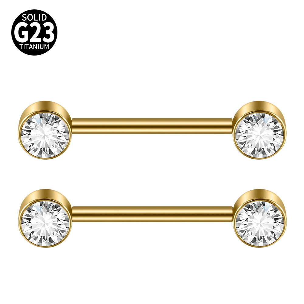 1Pair G23 Titanium Nipple Piercing 14G 16mm Straight Breast Rings Barbells Opal Zirconia Nipple Piercing Jewelry for Women Men image 3