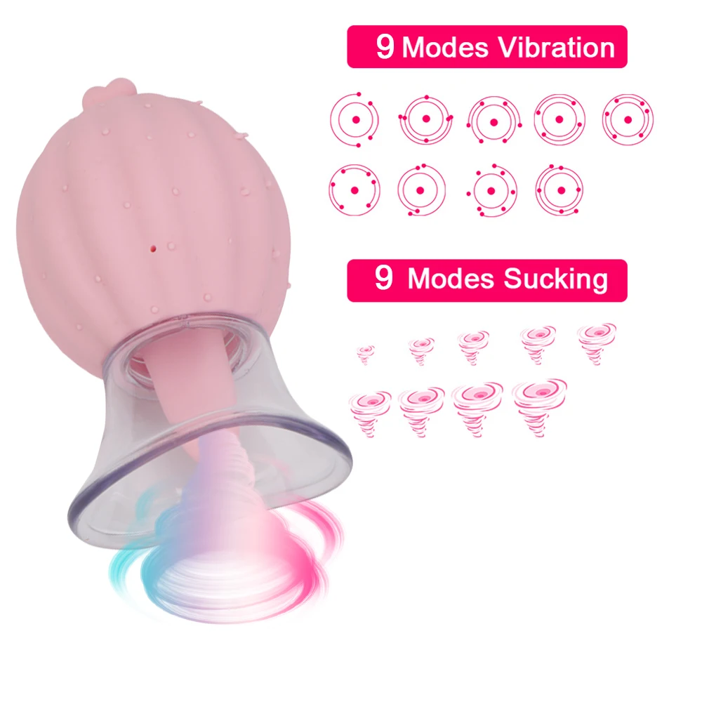 Breast Sucking Nipple Licking Sex Toys Vacuum Pump Nipple Clit Stimulator Tongue Licking Vibrator Massager Adult Toys For Women