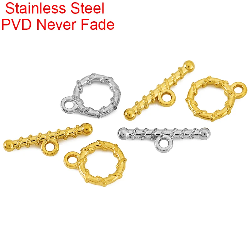 2sets PVD Never Fade Stainless Steel Toggle OT Bracelet Clasps End Connectors Necklace Hooks For Diy Jewelry Making Accessories