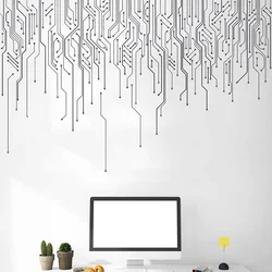 Computer IT Decor,Circuit Board Wall Decal, Technology Vinyl Wall Art Decals, Software Science Wall Sticker Office E755