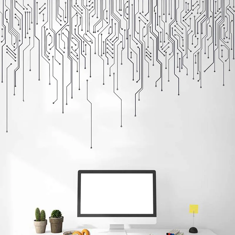 Komputer IT Decor, naklejka ścienna na płytę drukowaną, technologia naklejki ścienne winylowe, naklejka ścienna z nauką oprogramowania biuro E755