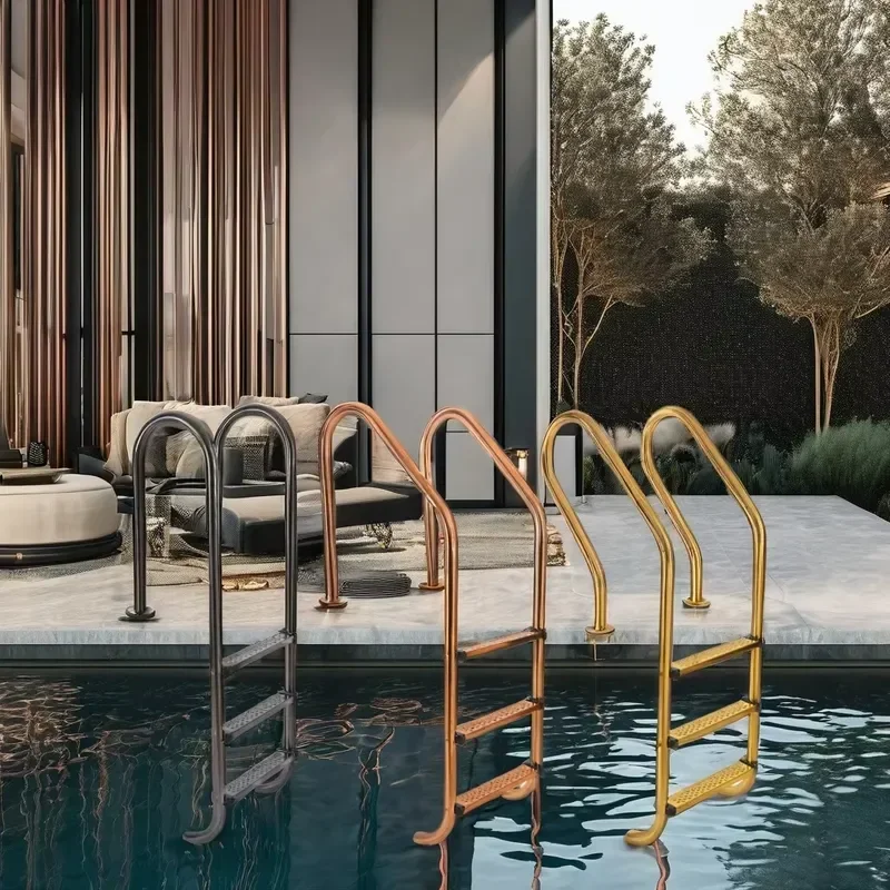 Hot Sale 3/4/5 Step Pool Ladder with Handrail Factory Direct 304/316 Stainless Steel Anti-Slip and Durable for Ground Pools