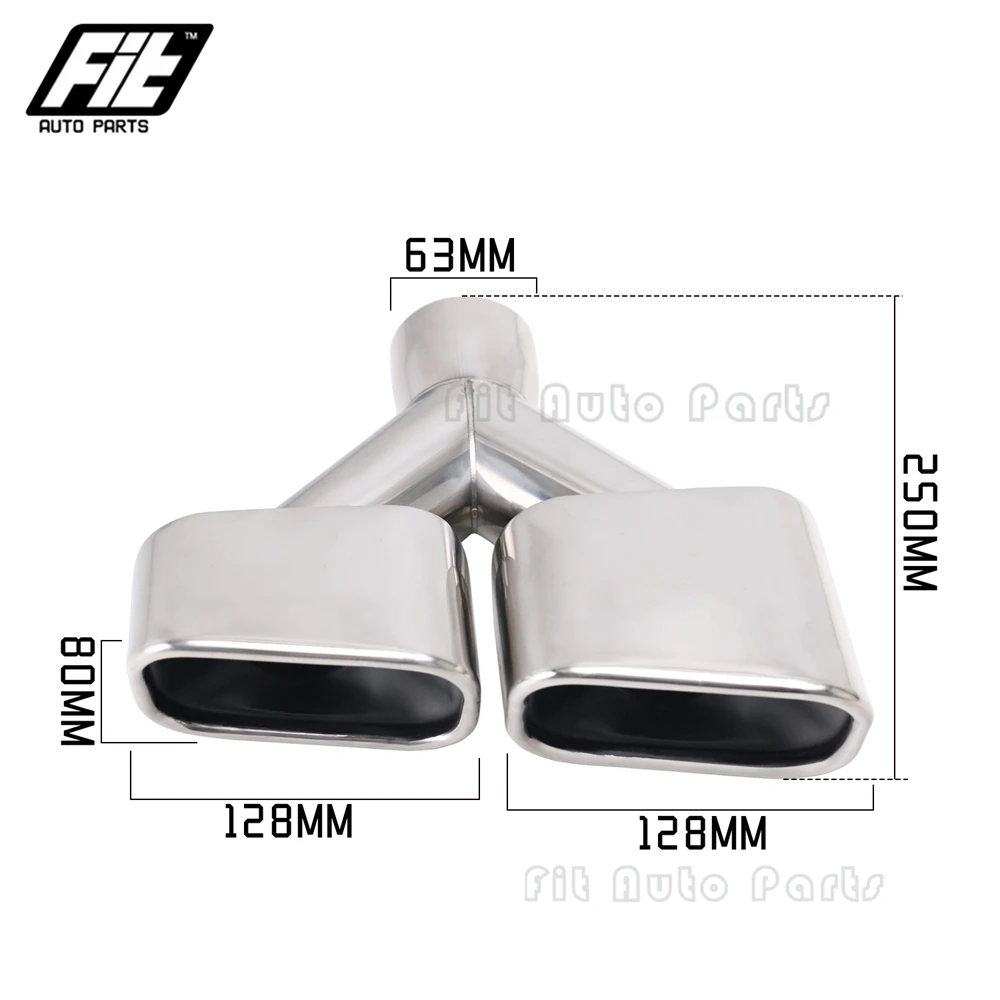 1pcs Y Style 63mm Inlet Dual Exhaust Tip Stainless Steel Chrome Square Muffler Tail Pipe End Tips